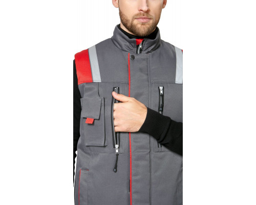 Жилет мужской утеплённый рабочий «Авангард» серый-красный